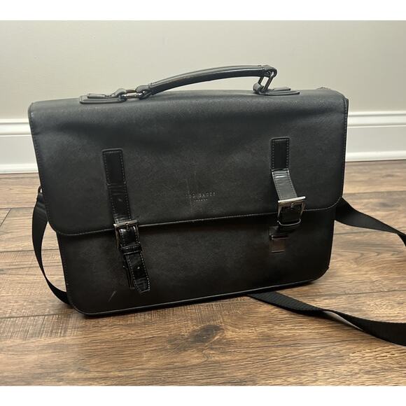 Ted Baker Other - Ted Baker Black Saffiano Leather Men’s Messenger Laptop Computer Bag